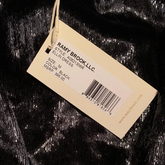 NEW Ramy Brook Ellin black shimmery velvet dress - Picture 3 of 5